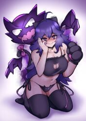 1340smile breasts female hex_maniac hi_res looking_at_viewer pokemon_(species) underwear white_background