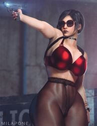 3d ada_wong ada_wong_(adriana) areolae asian asian_female ass belt big_ass big_breasts biohazard black_hair bra breasts breasts_out busty capcom casual clothing female female_focus female_only firearm gun handgun handwear hourglass_figure human legwear makeup meme milapone nipples nude nude_female nudity pale_skin panties pantyhose pinup pinup_pose pose posing pussy resident_evil resident_evil_2 resident_evil_2_remake short_hair solo tagme thick_thighs vagina weapon wide_hips