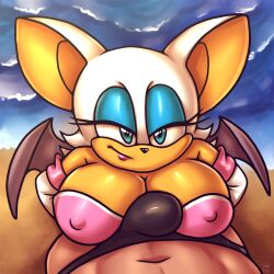 2024 bat big_breasts breast_play breasts clothed clothing drakkonborne erection erection_under_clothing female first_person_view genitals hi_res huge_breasts human mammal nipple_outline penis rouge_the_bat sega sex smile sonic_(series) sonic_the_hedgehog sonic_the_hedgehog_(series) wings