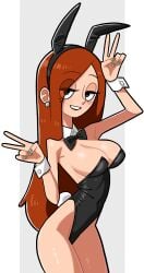 1girls auburn_hair big_breasts bunny_ears bunnysuit disney double_v female freckles freckles_on_face gravity_falls light-skinned_female light_skin long_hair looking_at_viewer n___k___m v wendy_corduroy