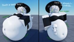 3d :3 big_breasts bones_in_belly breasts cat_ears cat_tail catgirl digestion english_text female female female_only furry mal_(character) roblox roblox_avatar robloxian text vore vore_belly white_fur