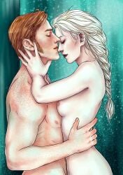 breasts elsa_(frozen) hans_(frozen) holding_each_other naked naked_female naked_male prince_hans shower showering straight