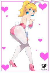 ass bent_over bunny_ears bunnysuit kaos_art mario_(series) princess_peach