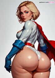 ai_generated alien alien_girl ass ass barely_contained_breasts big_ass big_breasts big_butt blonde_hair boob_window breasts busty cape cleavage_cutout dat_ass dc dc_comics fat_ass hourglass_figure karen_starr kryptonian large_breasts lipstick looking_at_viewer massive_ass massive_butt pawg power_girl round_ass s8link short_hair smile solo superheroine superman_(series) sweaty_butt thick_thighs thigh_gap tight_clothing