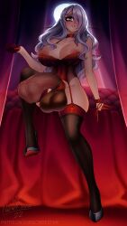 1futa animal_genitalia animal_penis areolae arm_support armband bare_arms bare_shoulders bare_thighs bed bedroom bedroom_eyes bodice breasts breasts_out camilla_(fire_emblem) choker cleavage collarbone curtains curvy erection fire_emblem fire_emblem_fates from_below full_moon futanari garter_straps gloves grin hair_over_one_eye half_gloves high_heels horse_penis horsecock horsecock_futanari hourglass_figure huge_breasts indoors leg_up lingerie long_hair looking_at_viewer looking_down mature mature_female moon nenerhea night nintendo nipples on_bed penis purple_eyes purple_hair revealing_clothes shoulders sitting smile solo testicles thick_thighs thighhighs thighs very_long_hair voluptuous wavy_hair wide_hips window