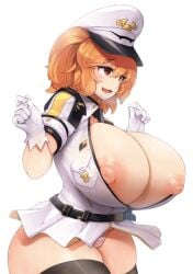big_breasts curvy fang female human humanoid mammal military_uniform solo thick_thighs thighhighs