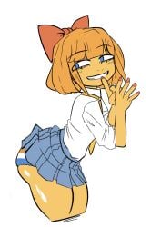 1girls acreatorsrealm asian_female blue_eyes dat_ass dutch_flag edit fat_ass flag_underwear grin huge_ass mymy_schoppenboer ongezellig orange_hair shiny_skin skirt solo solo_female sweat tagme thick_thighs third-party_edit