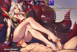 1boy 1girls 9_tails ahri ai_assisted ai_generated big_breasts blush breasts bully bullying chat clothed clothing cum cum_on_body cum_on_feet dominant_female english_text erection exodia_girl female female_on_top femdom foot_fetish footjob fox_ears fox_girl fox_tail girly humiliation immortalized_legend_ahri items large_ass large_breasts larger_female league_of_legends male naked naked_male penis pussy riot_games sex smaller_male smile smirk stepped_on stepping_on_penis struggling submissive_male sweat sweating tagme tail taller_female taller_girl text thighs watermark