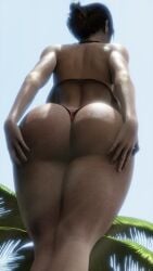 1girls 3d 9:16 absurd_res ass ass_focus beach bikini female_only from_behind large_ass left_4_dead long_hair mustard ponytail popcorn presenting_ass red_lj sitting solo swimsuit thong_bikini tied_hair twitter_username valve valve_(company) zoey_(left_4_dead)