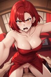 ai_generated angry_face cowgirl_position deadly_sins dress perchance_ai personification pov red_eyes sex wrath_(deadly_sin)