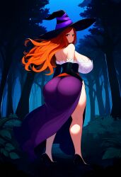 ai_generated big_breasts big_butt dragon's_crown huge_breasts long_hair red_hair sorceress_(dragon's_crown) witch_hat