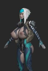 2024 3d alternate_breast_size aoi_morohoshi aqua_hair areola_slip areolae armor ass big_breasts bodysuit breasts breasts_bigger_than_head breasts_out exposed_ass exposed_breasts exposed_pussy harness haydret huge_breasts japanese_female large_breasts mag_(warframe) multicolored_hair nipple_slip nipples pussy shaved_pussy shoulder_pads vest warframe warframe_1999 zbrush