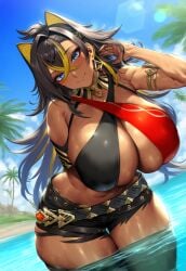 1girls 2vuiai abs ai_generated beach big_breasts big_thighs breasts cleavage dark-skinned_female dark_skin dehya_(genshin_impact) female female_only genshin_impact gigantic_breasts gigantic_thighs huge_breasts huge_thighs large_breasts large_thighs massive_breasts massive_thighs muscular muscular_arms muscular_female muscular_thighs thick_thighs thighs voluptuous