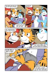 anthro bulge canine clothing comic erection erection_under_clothes feline fox group group_sex kojiyoung male mammal red_panda sex shizumi_aoki threesome tiger tolok underwear undressing wavemaster yaoi