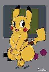 foreskin game_boy game_boy_family generation_1_pokemon genitals hi_res male nintendo pawsta penis pikachu pokemon pokemon_(species) red_cheeks solo tail