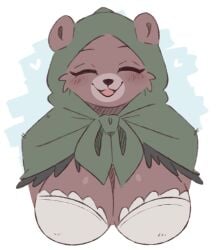 1girls anotherbearsimp anthro big_breasts blush brown_fur closed_eyes female female_only fur furry hood mama_mellow_(anotherbearsimp) mature open_mouth smiling solo ursid ursine