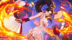 1girls ahe_gao cum_on_ass cum_on_body cum_on_breasts cum_on_face king_of_fighters mai_shiranui masha_(mobile_legends) mobile_legends mobile_legends:_bang_bang