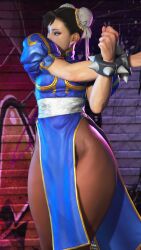 1girls 3d black_hair chun-li female female_only girls_only muscle_girl muscle_mommy muscular_arms muscular_female pantyhose solo solo_female street_fighter street_fighter_6 street_fighter_v