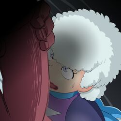 1boy 1girls 2010s breasts doraemon female human light-skinned_female light_skin male nude sky_(doraemon) white_hair