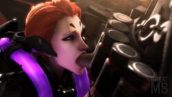 3d animated blue_eyes dark_skin duo fellatio female gif greatm8 light_skin loop male moira nonude overwatch penis reaper red_hair short_hair source_filmmaker straight