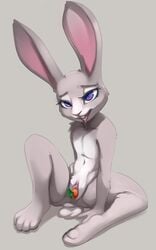 ahe_gao anthro blue_eyes breasts buckteeth carrot clitoris disney drooling eyebrows eyelashes female flat_chest flat_chested food fur grey_fur judy_hopps lagomorph long_ears looking_pleasured mammal masturbation navel nude open_mouth paws penetration presenting presenting_pussy purple_eyes pussy rabbit saliva simple_background solo spread_legs spreading teeth tongue tongue_out vaginal_masturbation vaginal_penetration vegetable zootopia zraxi