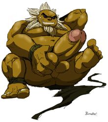 beard belly burankoprn darunia erection goron grin hands_on_balls hands_on_cock hands_on_penis holding_balls holding_penis male male_focus male_only muscles ocarina_of_time penis sitting solo the_legend_of_zelda