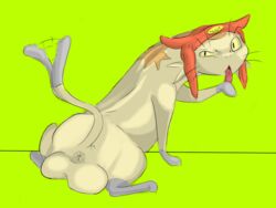 2016 alien anthro anus ass backsack balls betelgeusian feline grandschemetheme hat licking looking_at_viewer male male_only mammal meow_(space_dandy) nude simple_background solo space_dandy tongue tongue_out whiskers yellow_background