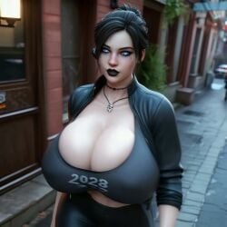 1girls 1woman 3d ai_generated big_ass big_breasts black_hair black_lipstick black_skirt blue_eyes blue_eyes_female capcom claire_redfield colossal_breasts gothic_girl gothic_makeup jacket_open leggings nsfw ravenomega resident_evil resident_evil_2 resident_evil_2_remake sex sexy_body sexy_female sexy_pose sexy_woman short_hair skirt solo solo_female street sunglasses tagme tank_top tinted_eyewear video voluptuous_body voluptuous_female water wet_body white_body white_skinned_female