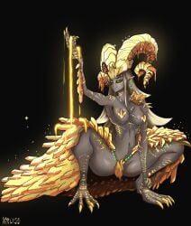 beautiful big_boobs big_breasts clawed_feet clawed_fingers dragon dragon_girl dragon_horns dragon_humanoid dragon_tail eyeshadow gold gold_(metal) gold_jewelry jewelry kulve_taroth kulve_taroth_(armor) molten_metal monster monster_girl monster_girl_(genre) monster_hunter monster_hunter_world monster_milf monster_musume scale_markings scales scalie scalie_female scalie_humanoid small_waist
