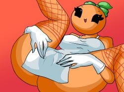 1girls bella_(chetoh) chetoh clothed clothed_female clothing female female_focus female_only gloves leaf leaf_hair looking_at_viewer net_stockings oc orange orange_body original original_character pussy_visible_through_clothes smile smiling smiling_at_viewer spread_legs spreading spreading_pussy white_clothing white_gloves
