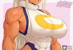 collaboration spicycham parallaxfused my_hero_academia boku_no_hero_academia rumi_usagiyama miruko 2026 artist_name signature hi_res front_view simple_background humanoid 1girls female solo dark_skin dark-skinned_female hair long_hair smile smiling breasts busty big_breasts large_breasts huge_breasts wide_hips curvy curvaceous voluptuous clothing clothed clothed_female fully_clothed skin_tight leotard nipple_bulge puffy_nipples puffy_areola muscular muscular_female abs navel_visible_through_clothes belly_button_visible_through_clothing biceps muscular_arms smirk white_hair lagomorph lagomorph_humanoid animal_humanoid kemonomimi rabbit rabbit_girl rabbit_tail rabbit_humanoid pink_background upper_body eyes_out_of_frame parted_lips