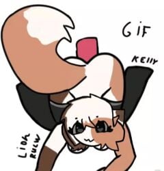animated animation ass ass_up ass_up_face_down black_eyes boobs breasts brown_fur cat cat_girl catgirl character:kelly_(kit_community) dick dick_in_ass female furry gif girl green_eyes kelly kit kit_community kit_community_v2 knee_socks legs lips penis penis_in_ass sex tail text text_in_background tiktok tiktoker white_background white_body white_fur