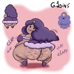 g.lins lumpy_space_princess adventure_time fat_ass swamp_ass sweat sweaty_ass shortstack chubby chubby_female bbw twerking twerking_at_viewer dress dress_lift reference_image purple_hair purple_dress cellulite cellulite_ass teeth_showing ugly_bitch lifting_skirt lifting_own_clothes throwing_it_back