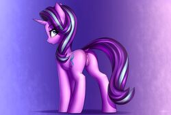 2018 anus ass cutie_mark equine female feral friendship_is_magic highres horn looking_at_viewer mammal multicolored_hair my_little_pony pussy setharu solo starlight_glimmer two_tone_hair unicorn