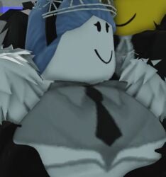 1boy 1girls 3d big_breasts breast_grab breasts clothed cropped dream_game eunoia imminent_sex lowres mafioso_(dream_game) popsiclethekat roblox roblox_game robloxian tagme