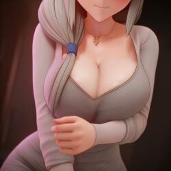3d ai_generated animated artist_request big_breasts blush breast_press breast_squeeze cleavage close-up closed_eyes curvy dongtan_dress grey_dress large_breasts long_hair milf necklace smile sound source_request tagme thick_thighs uzaki-chan_wa_asobitai! uzaki_tsuki video webm white_hair wide_hips
