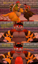 2boys 3d_(artwork) absurd_res anthro anthro_on_anthro balls belly big_butt bowser bracelet breasts butt carpet carrying_another castle collar cuff_(restraint) dialogue digital_media_(artwork) dragon dragon_koopa duo english_text fat fat_ass fat_belly fat_male furry furry_male furry_only gate gay gay_sex genitals hi_res huge_butt indoors jewelry kane_brent_koopa kanebrentkoopa king koopa larger_male lava looking_at_another male male/male mario_(series) metal_collar metal_cuffs mythological_creature mythological_scalie mythology nintendo nude obese obese_male overweight overweight_male pecs penis reptile restraints royalty scalie shell size_difference smaller_male source_filmmaker_(artwork) tail tecbuttlovefa text turtle yaoi yellow_skin