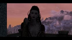 1futa 1girls 3d ass_focus barefoot black_hair cum_on_ass cum_on_body dark_elf feet feet_on_penis foot_fetish footjob game_cg highhighres highres moaning_in_pleasure outdoors red_hair secret_sex skyrim sunset tagme the_elder_scrolls video