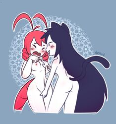 animal_humanoid arthropod blush cat_humanoid chlomaki crustacean duo feline female fingering funamusea humanoid humanoid_on_humanoid lobco lobster_humanoid mammal marine nekuzx nude wadanohara_and_the_great_blue_sea yuri