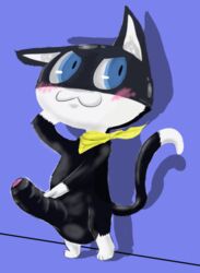 2016 balls blue_eyes blush feline grandschemetheme male male_only mammal morgana_(persona) penis solo uncut