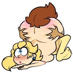 2girls ass big_ass bite_mark breasts female female_only mario_(series) nude princess_daisy princess_peach tagme voidsdroids yuri