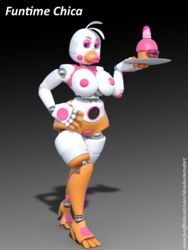 3d 3d_model animatronic avian clothing female five_nights_at_freddy's fnaf footwear freddy_fazbear's_pizzeria_simulator funtime_chica_(fnaf) high_heels idsaybucketsofart machine robot scottgames shoes solo video_games