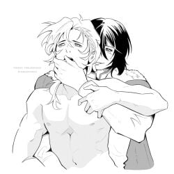 bungo_stray_dogs fyodor_dostoevsky chuuya_nakahara gay gay_sex sex_from_behind clothed_male nude_male domination height_difference skinny_male toned_male finger_in_mouth ginger_hair interracial japanese_male russian_male yaoi no_genitals_shown thebloodysadist