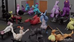 3d 6+girls animated ass barefoot big_ass big_breasts blaziken breasts bubble_ass bubble_butt bunni_(valorlynz) charizard dividebyzero dohidoide dragonair dumbbell eeveelution ekans ennewt female female_incineroar female_only feraligatr full_body generation_1_pokemon generation_3_pokemon generation_6_pokemon generation_7_pokemon generation_8_pokemon goodra group gym gym_clothing gym_mat huge_ass huge_breasts incineroar incineroar_(valorlynz) mareanie maria_calaveras marion_calaveras mawile mostly_clothed mostly_nude no_sound pokemon pokemon_(species) public salazzle scorbunny scorbunny_(valorlynz) shiny_pokemon sportswear sylveon toxapex trans_woman transfem underboob weights workout workout_clothes workout_clothing workout_equipment yuki_(evov1) yukigatr_(evov1) yukizard_(evov1) zeraora