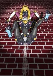 2017 5_fingers 5_toes accessory after_transformation animal_humanoid arachnid arachnid_humanoid arthropod arthropod_humanoid black_body black_hair_accessory black_hairband black_skin blonde_hair blue_eyes bodily_fluids breasts brick brick_wall claws clip_studio_paint_(artwork) digital_drawing_(artwork) digital_media_(artwork) ejaculation fangs feet female fingers genital_fluids gwen_stacy hair hair_accessory hairband hi_res holding_breast human_to_humanoid humanoid marvel multi_arm multi_eye multi_limb mutagenica mutation open_mouth outgrowing_clothes solo spanish_description species_transformation spider-gwen spider_humanoid spider_web superhero_costume teeth toes torn_shoes transformation translated_description vaginal_fluids vaginal_squirting wall_(structure) white_claws