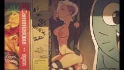 1boy 1girls 2d 2d_animation animated blonde_hair blowjob breasts breasts_out burstafterdark burstling dasburstling fellatio female kneeling light-skinned_female light-skinned_male light_skin male medium_breasts nipples oral oral_penetration oral_sex original original_character public public_sex punk punk_girl punk_hair short_hair sneaky sneaky_sex sound sound_effects stealth_sex tagme tits_out video