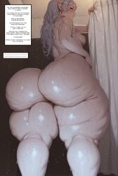 1girl ai-created ai_generated alternate_version asking_viewer ass ass_focus back_rolls big_breasts bottom_heavy casual_nudity cellulite cleaning comic_panel edited_ai elf elf_ears elf_female fat_ass fat_rolls female frieren frieren_beyond_journey's_end from_behind huge_ass hyper_bottom_heavy inviting_viewer juicy_butt long_hair male_pov mature_female meaty_ass milf offscreen_male plump sexy_pose shower shower_(place) showering sideboob solo sousou_no_frieren talking_to_viewer text_box thick_thighs thicker_than_a_bowl_of_oatmeal variant voluptuous_female wet_body wet_hair wet_skin white_hair wide_hips wide_thighs