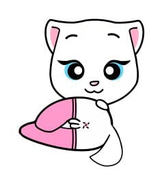 absurd_res anthro anus blue_eyes breasts butt clothed clothing domestic_cat felid feline felis female footwear fur genitals hi_res mammal partially_clothed pink_clothing pink_footwear pink_socks presenting presenting_anus presenting_vulva promaster21 socks solo tail talking_angela talking_tom_and_friends talking_tom_and_friends_minis vulva white_body white_fur