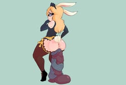 animal_humanoid anus armwear ashamed ass blonde_hair blue_background blue_eyes bottomless bunny_ears bunny_tail clothed clothing cotton_tail cute dildo dildo_sitting elbow_gloves elin exposed_anus eyewear female fluffy_tail footwear glasses gloves hair huge_dildo humanoid it'll_never_fit just_the_tip lagomorph large_insertion legwear long_ears looking_back mammal masturbation penetration presenting_anus puffy_anus puffy_pussy pussy rabbit_ears rabbit_humanoid rabbit_tail ribbon-trimmed_legwear sex_toy shallow_penetration shoes short_tail shortstack simple_background sitting_on_penis solo starwolfx stockings tera_online tight_fit vaginal_masturbation vaginal_penetration video_games white_tail