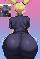 1girls ai_generated ass big_ass blonde_hair choker dress from_behind gradient_background huge_ass jujutsu_kaisen narrow_waist nishimiya_momo rayasox shortstack twintails wide_hips